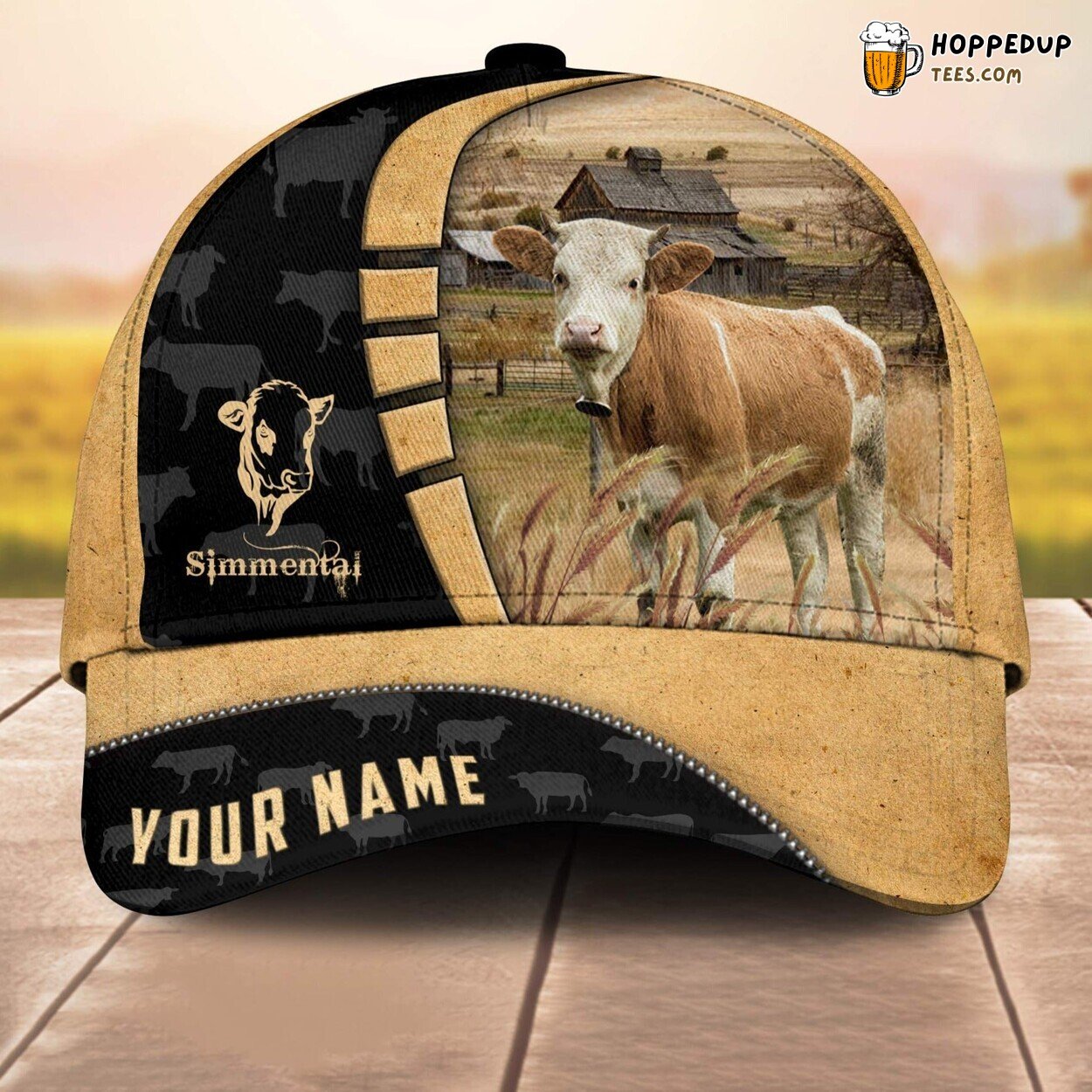 Simmental Cale Custom Baseball Cap Farm Lovers 3D Print Animal Leather