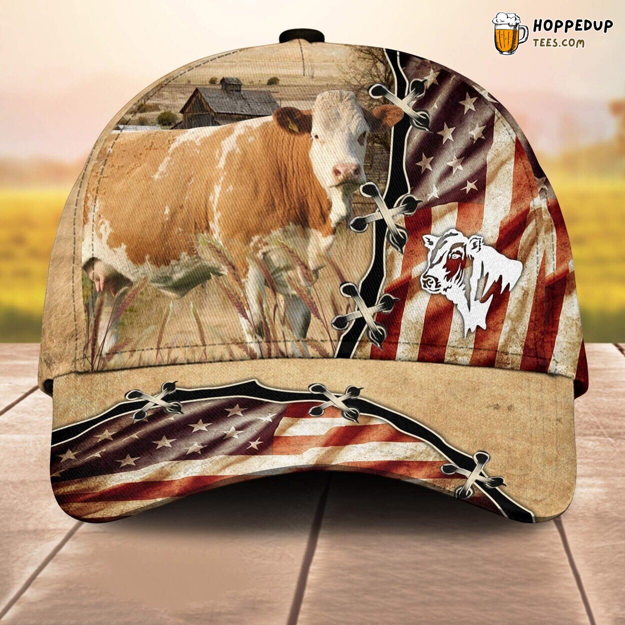Simmental Flag Retro 3D All Over Print Baseball Cap Farm Lovers Animal