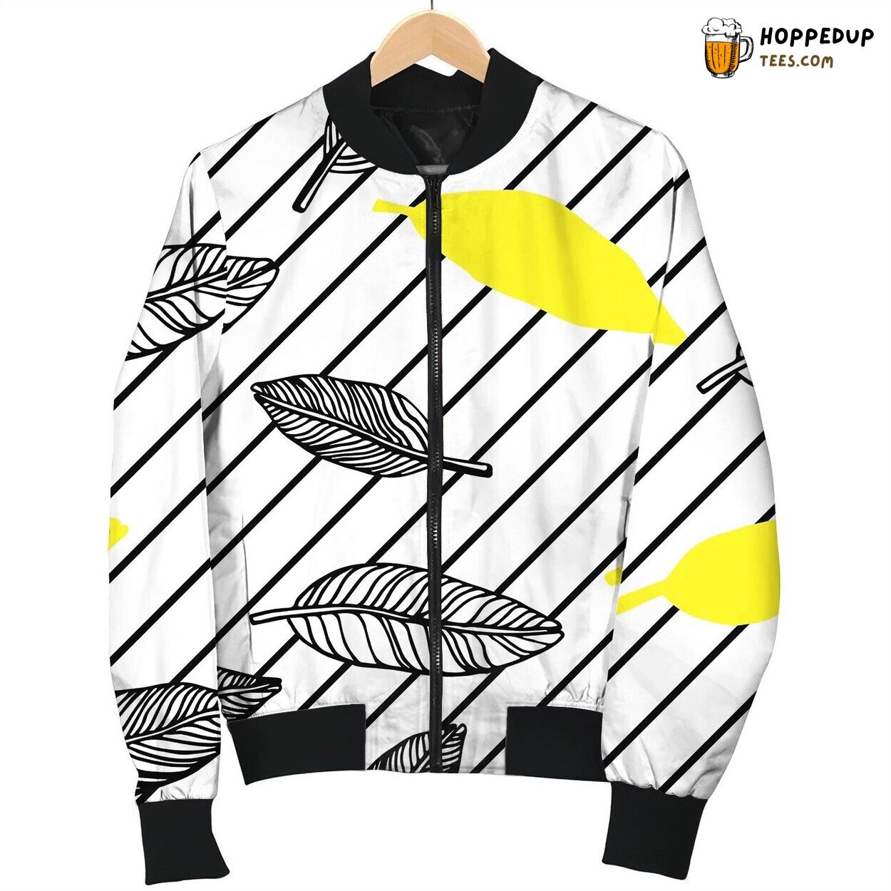 Simple Seamless Tropical Jungle Floral Pattern Bomber Jacket