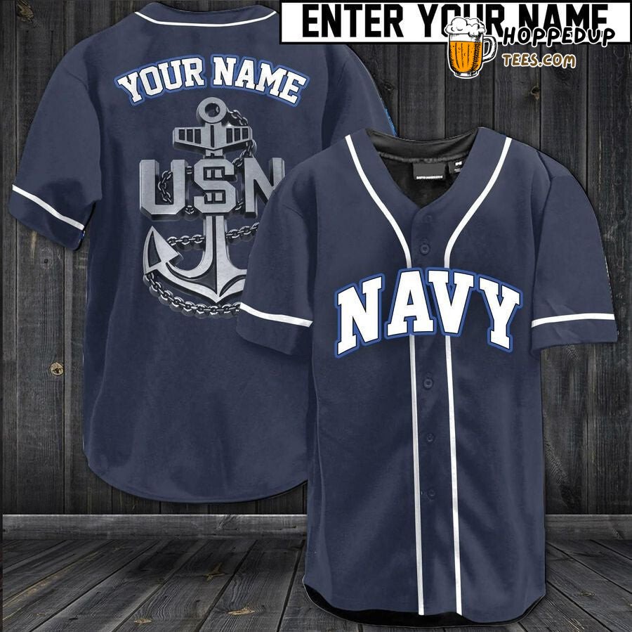 Simple US Navy Inspired Baseball Jersey Personalized Unique Design Edition