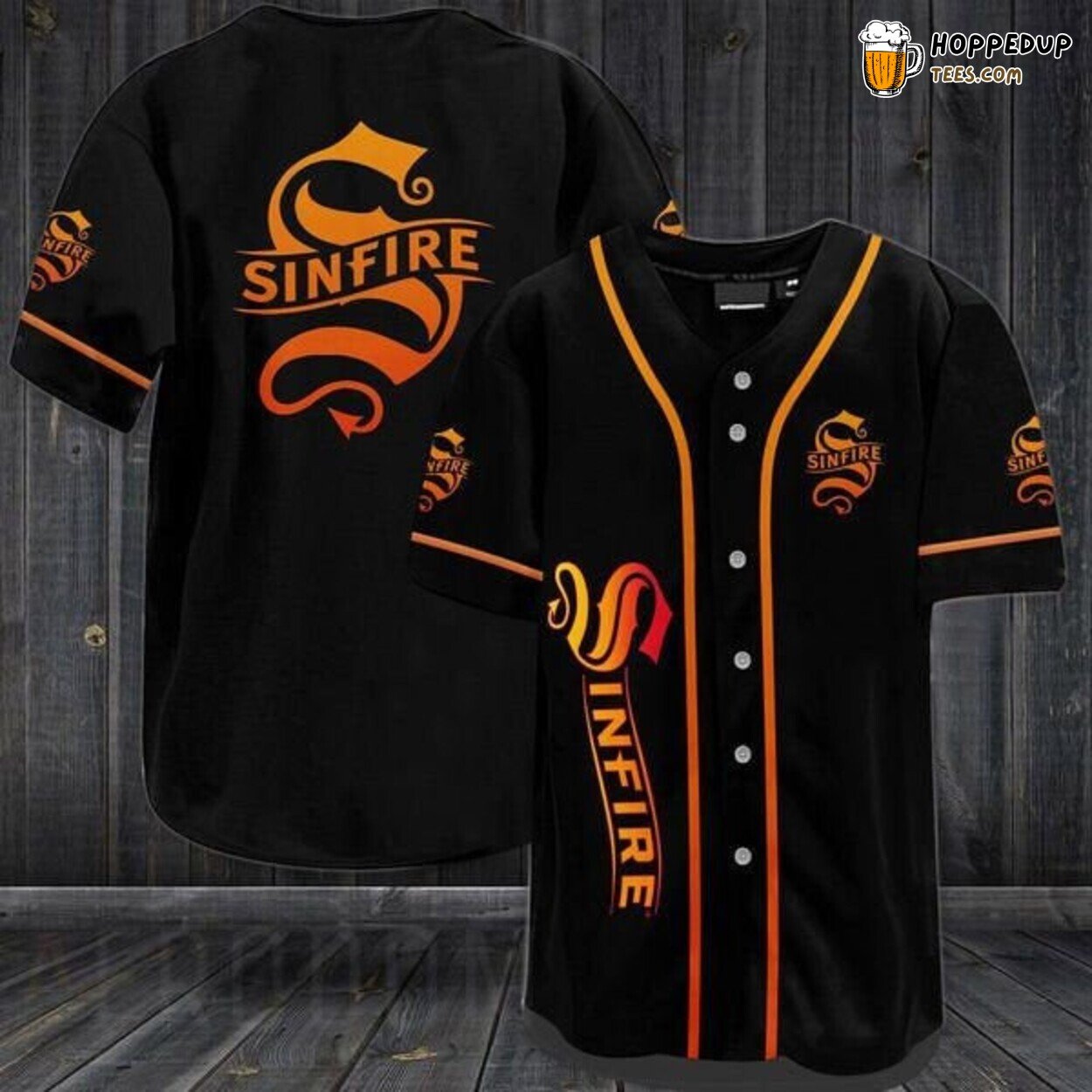 Sinfire Cinnamon Whisky Black Baseball Jersey Bold Alcoholic Brand