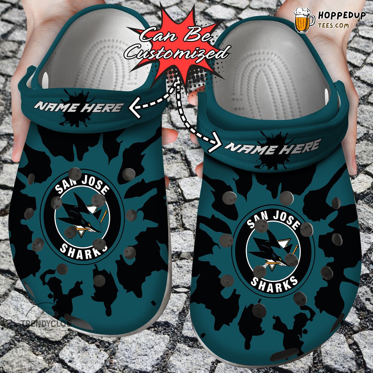 SJ Sharks Hockey Personalized Color Splash Stylish Clog Shoes Unique