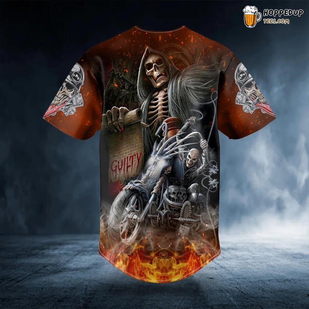 Skeleton Fire Biker Skull Baseball Jersey Graphic Tees 3D Print Special Look