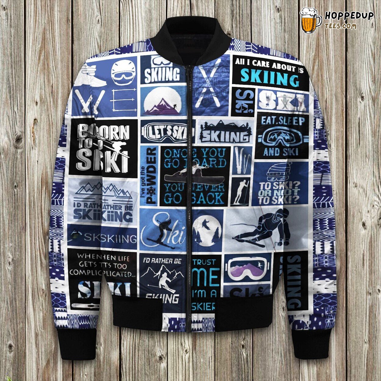 Skiing Adventure Theme Bomber Jacket Dive into Winter’s Snowy Sport