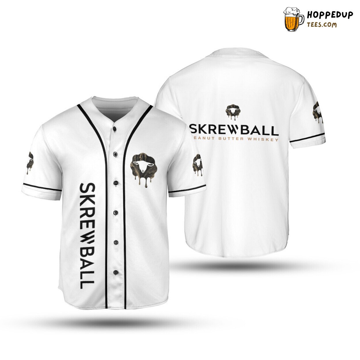 Skrewball Peanut Butter Whiskey Baseball Jersey White Unisex Jersey Shirt