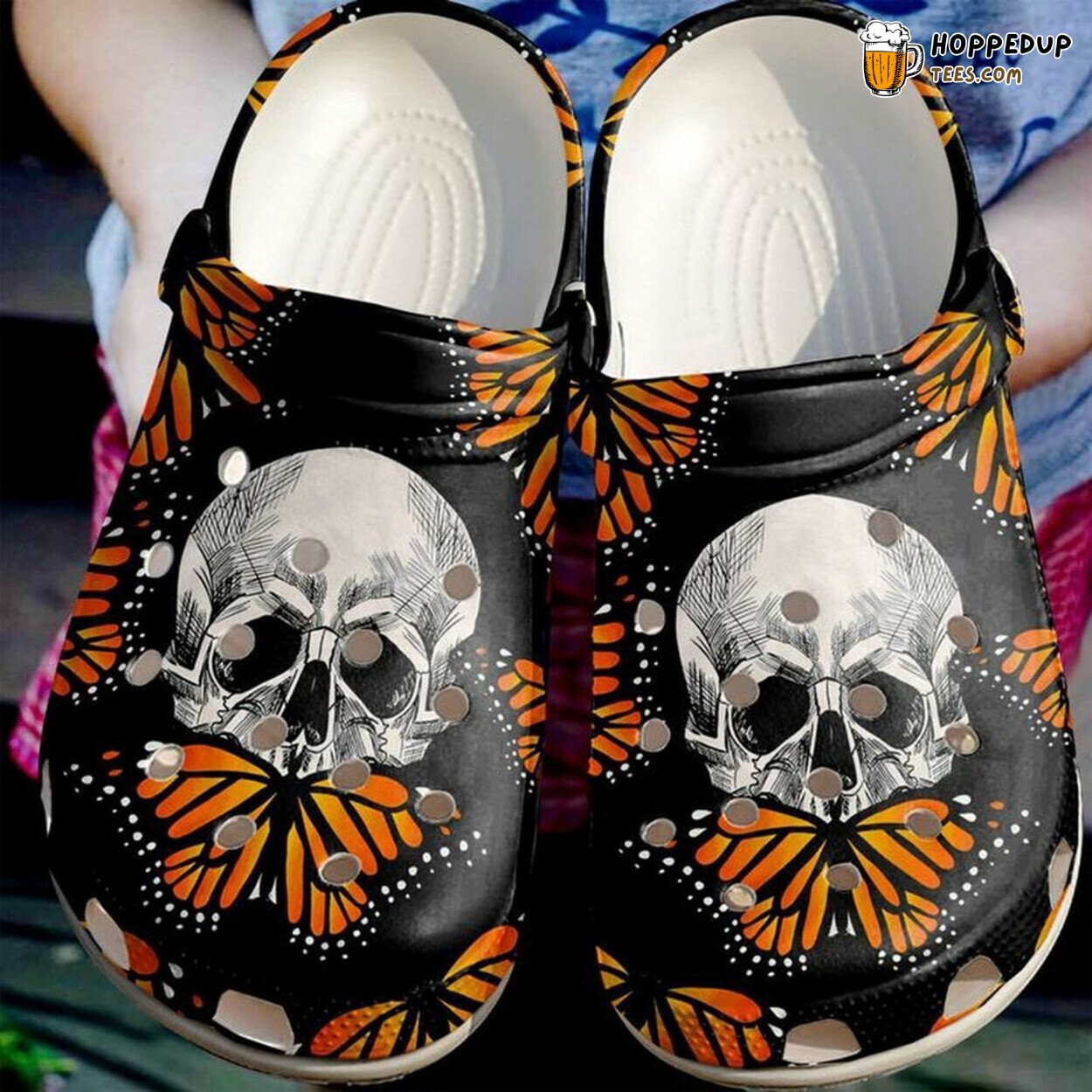 Skull And Monarch 102 Lover Gift Comfortable Rubber Clog Shoes