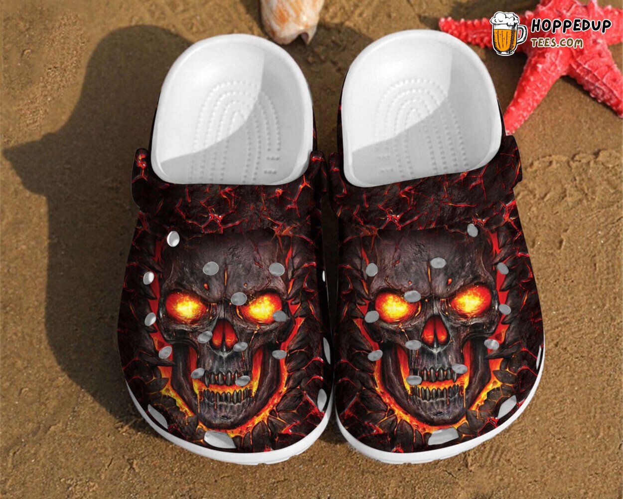 Skull Art Fire Motorcycle Lovers Themed Rubber Clog Shoes Comfy Wear