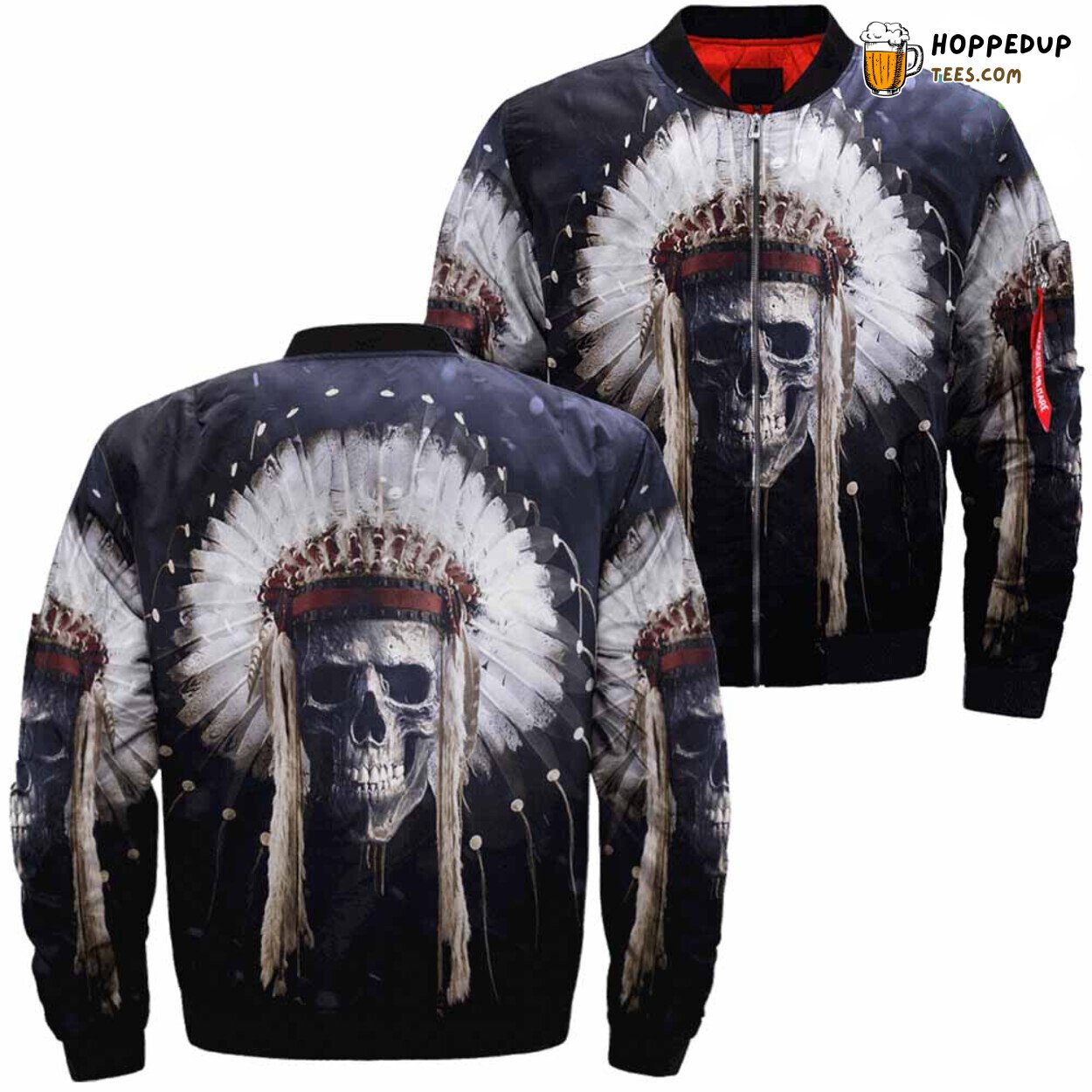 Skull Artwork Native American Cultural Inspiration Bomber Jacket