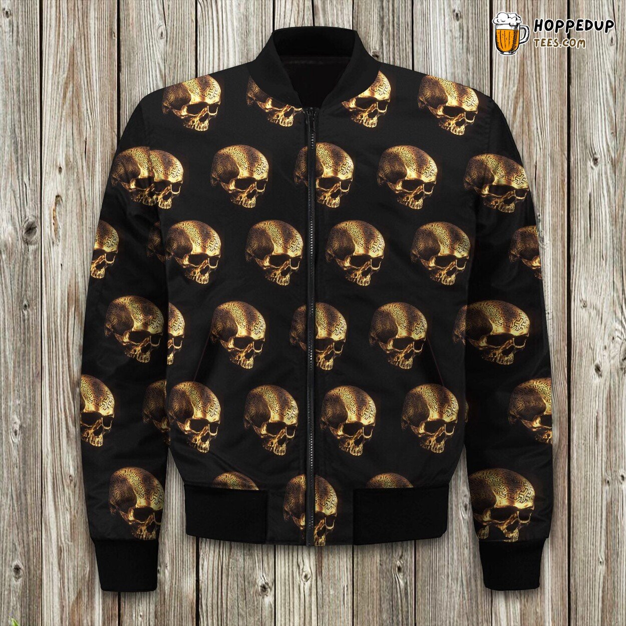 Skull Black And Gold Nice Bomber Jacket