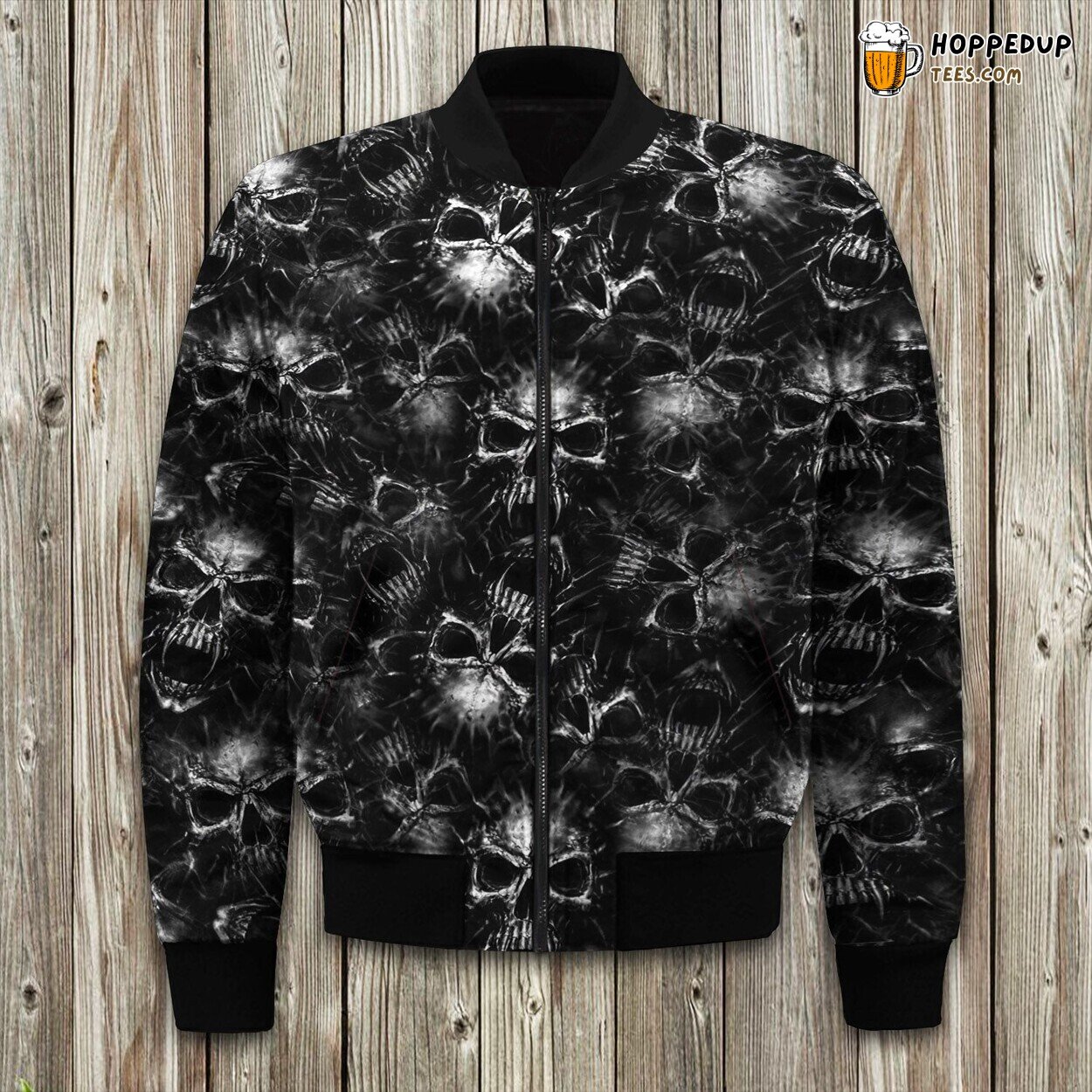 Skull Black Unique Bomber Jacket Dark Elegance in Winter Chill