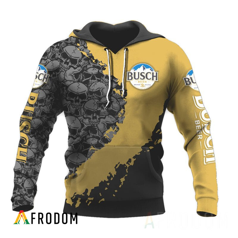 Skull Busch Beer Pullover and Zip Styled Hoodie HU
