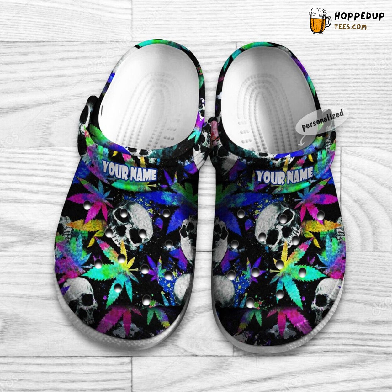 Skull Cannabis Marijuana 420 Weed Themed Comfortable Clogs Ht