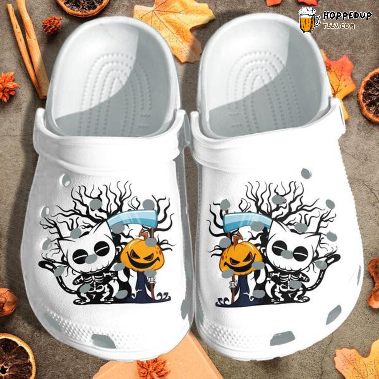 Skull Cat Witch Pumpkin Halloween Birthday Gift Man Woman Clogs