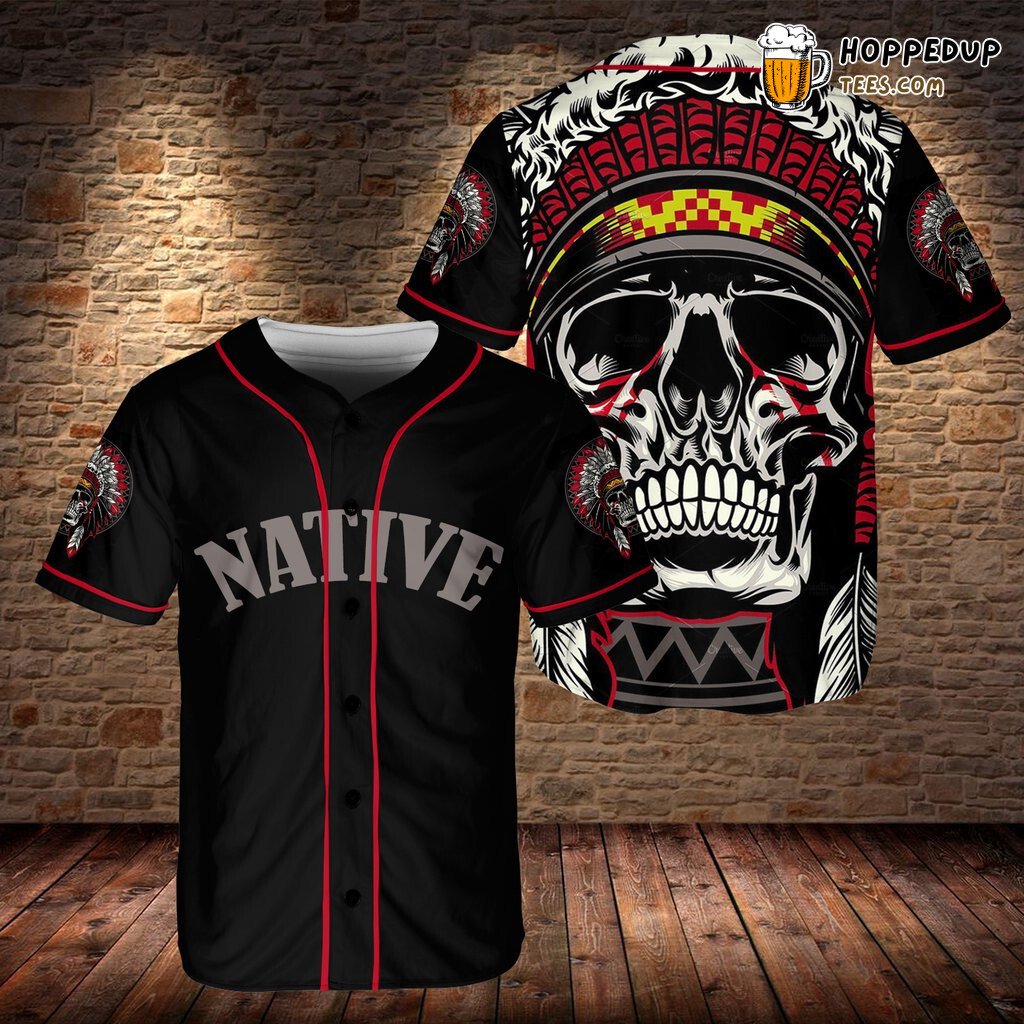 Skull Chief Native American 3D Printed Baseball Jersey Shirt Pride