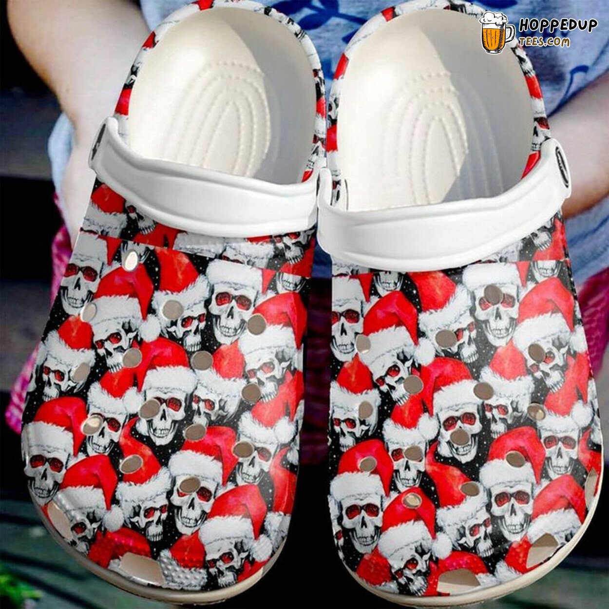 Skull Christmas Face Custom Name Themed Comfy Rubber Clog Shoes for Fans