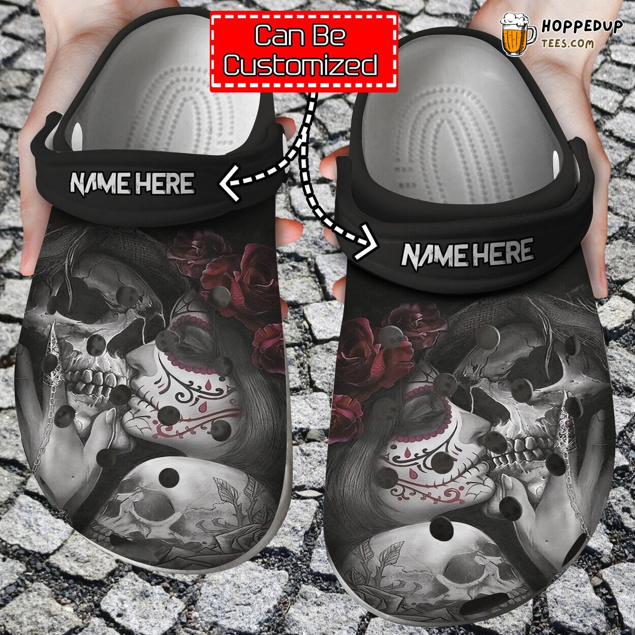 Skull Dead Kiss Theme Comfortable Clogs Artistic Inspired Footwear