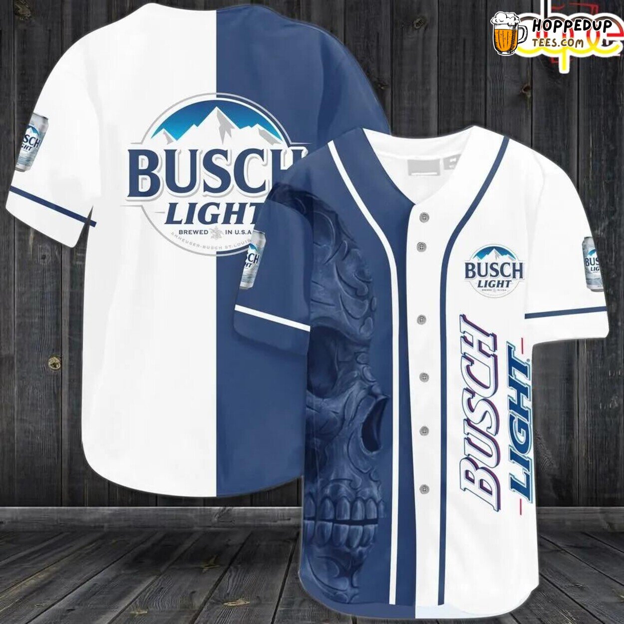 Skull Design Busch Light 3D Print Unisex Baseball Jersey Authentic Style