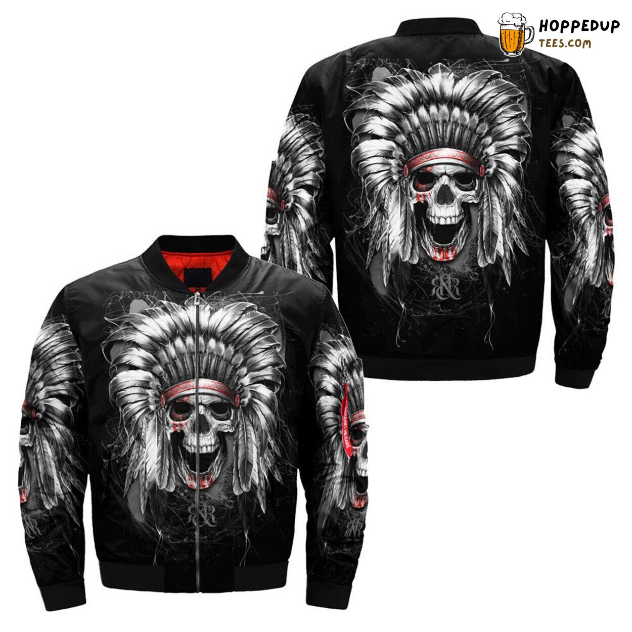 Skull Design Drawing From Native American Legends Bomber Jacket