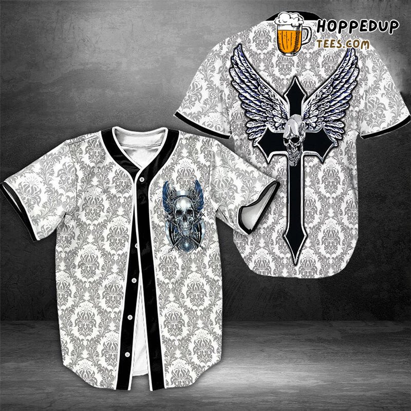 Skull Faith Over Fear Baseball Tee Jersey Shirts 3D
