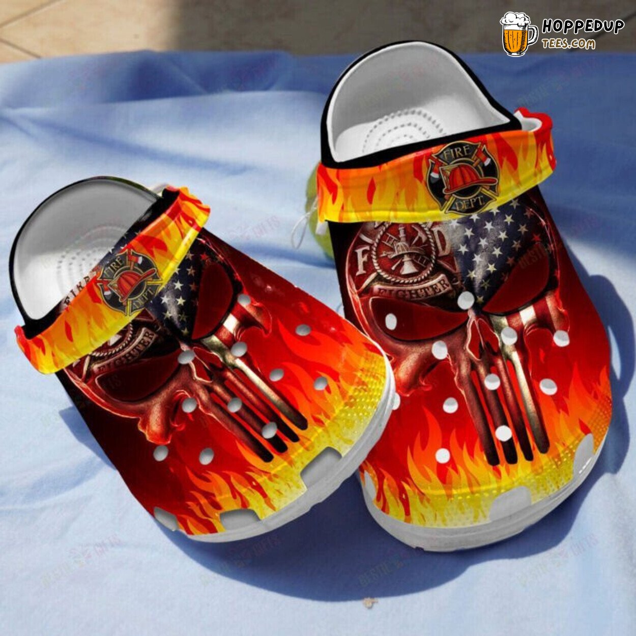 Skull Firefighter America Themed Gifts Men Boys Comfortable Clogs
