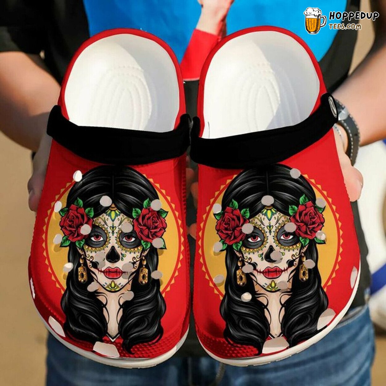 Skull Girl Roses Lover Gift Rubber Comfortable Clog Shoes