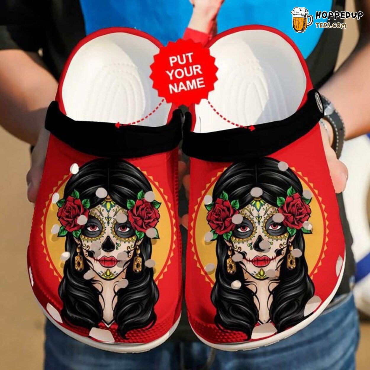 Skull Girl Themed Comfortable Clogs Artistic Design Unique Footwear