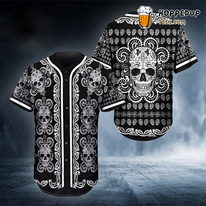 Skull Head Graphic White 3D Baseball Tee Jersey Bold Look
