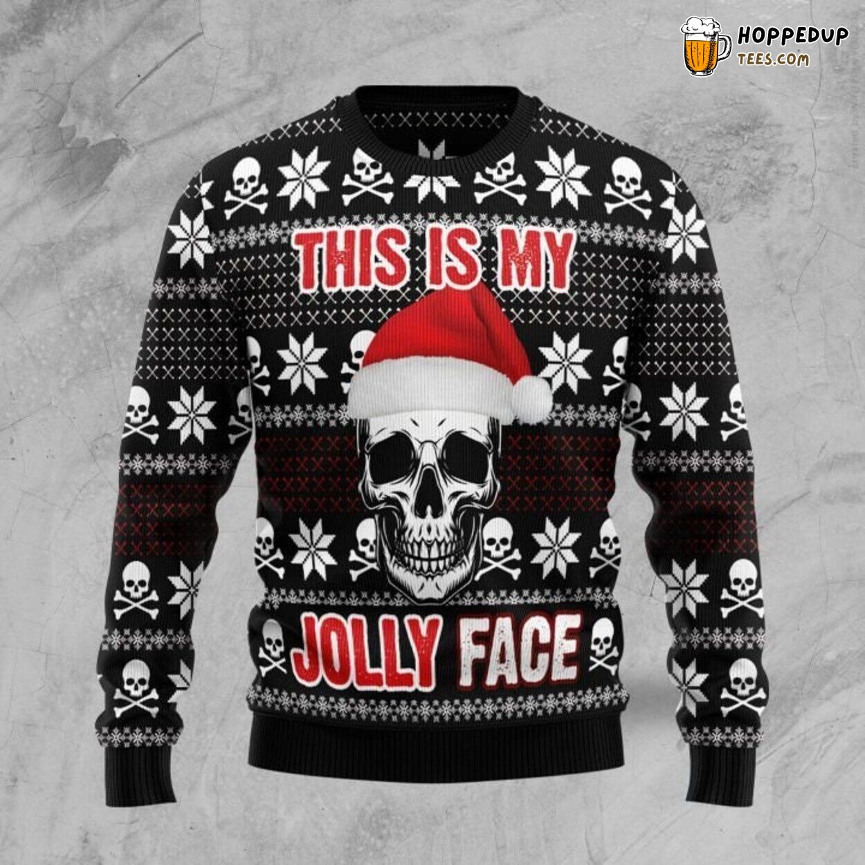 Skull Jolly Expression Ugly Christmas Sweater Festive Knitted Apparel