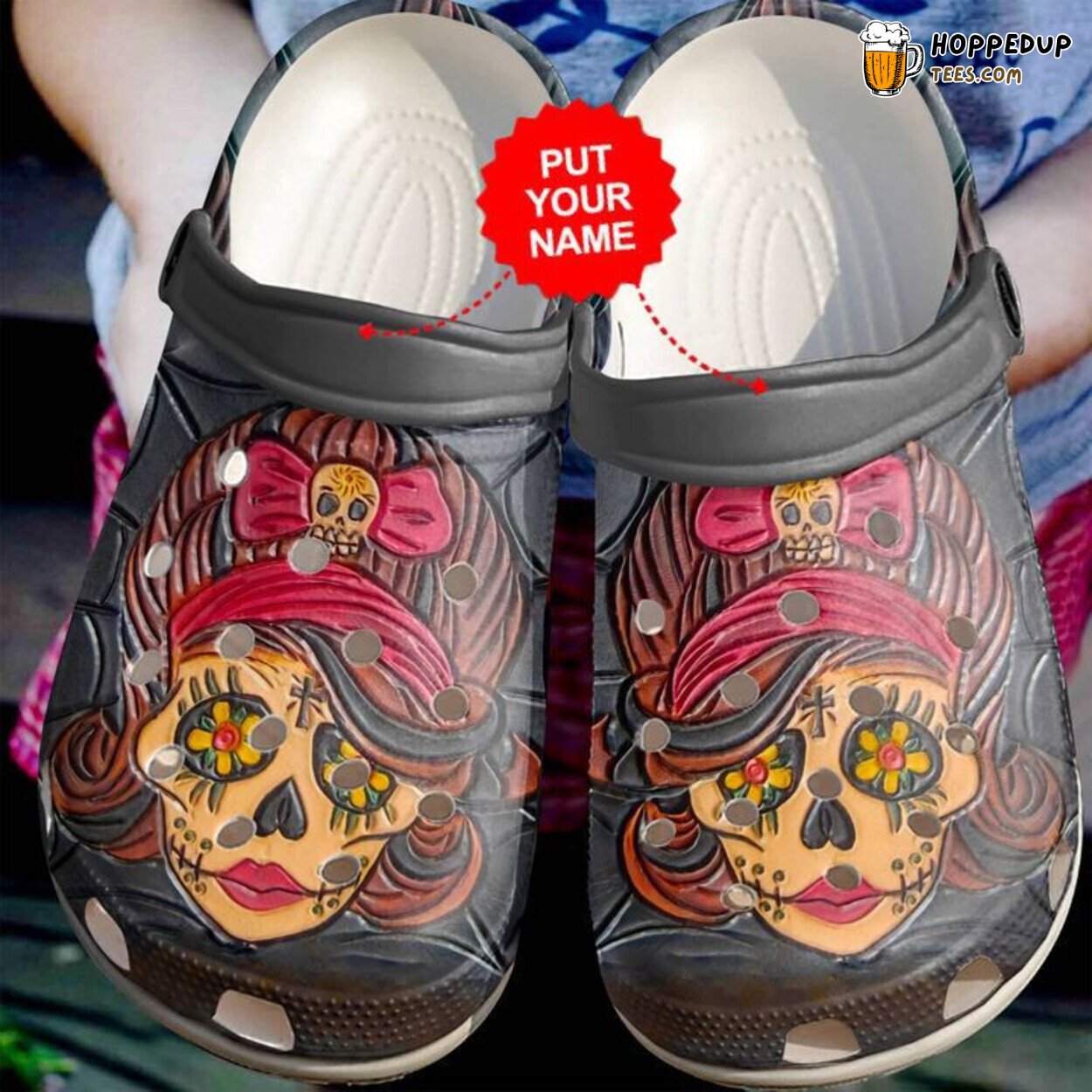 Skull Lady Themed Comfortable Unique Stylish Design Rubber Clog Shoes