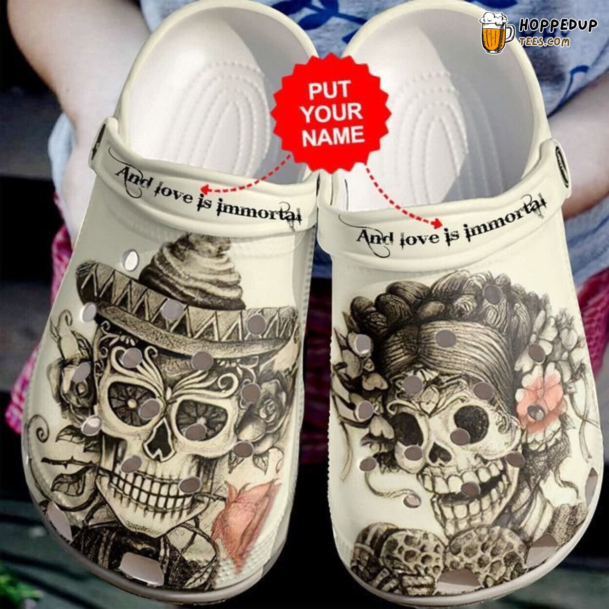 Skull Love Is Immortal Themed Comfortable Unique Design Clogs