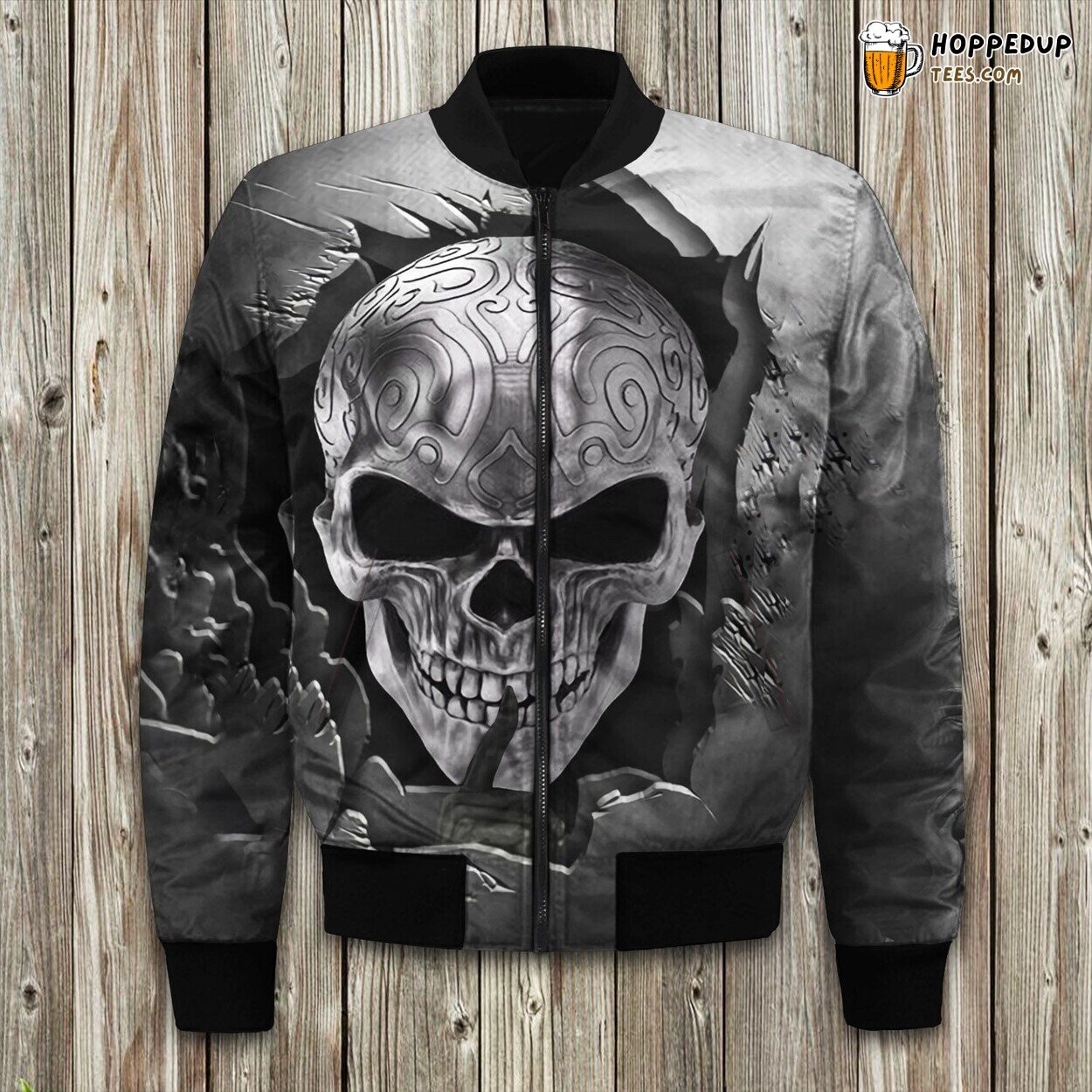 Skull Metal Inspired Winter Bomber Jacket Premium Comfort Design
