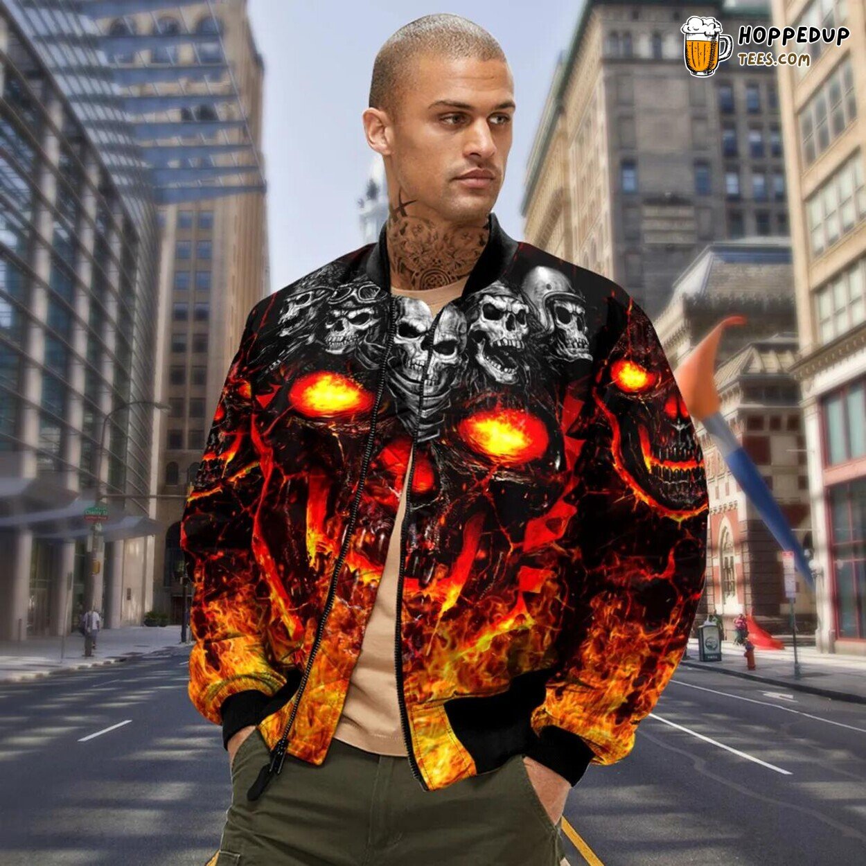 Skull Motorcyclists Squad Exclusive Bomber Jacket 3D Viking Graphic Apparel
