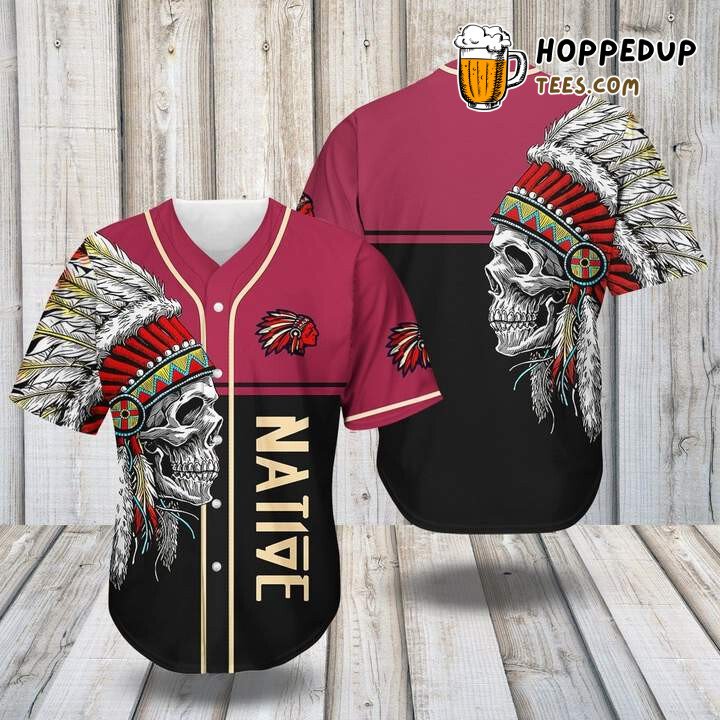 Skull Native American Baseball Tee Jersey Shirts 3D
