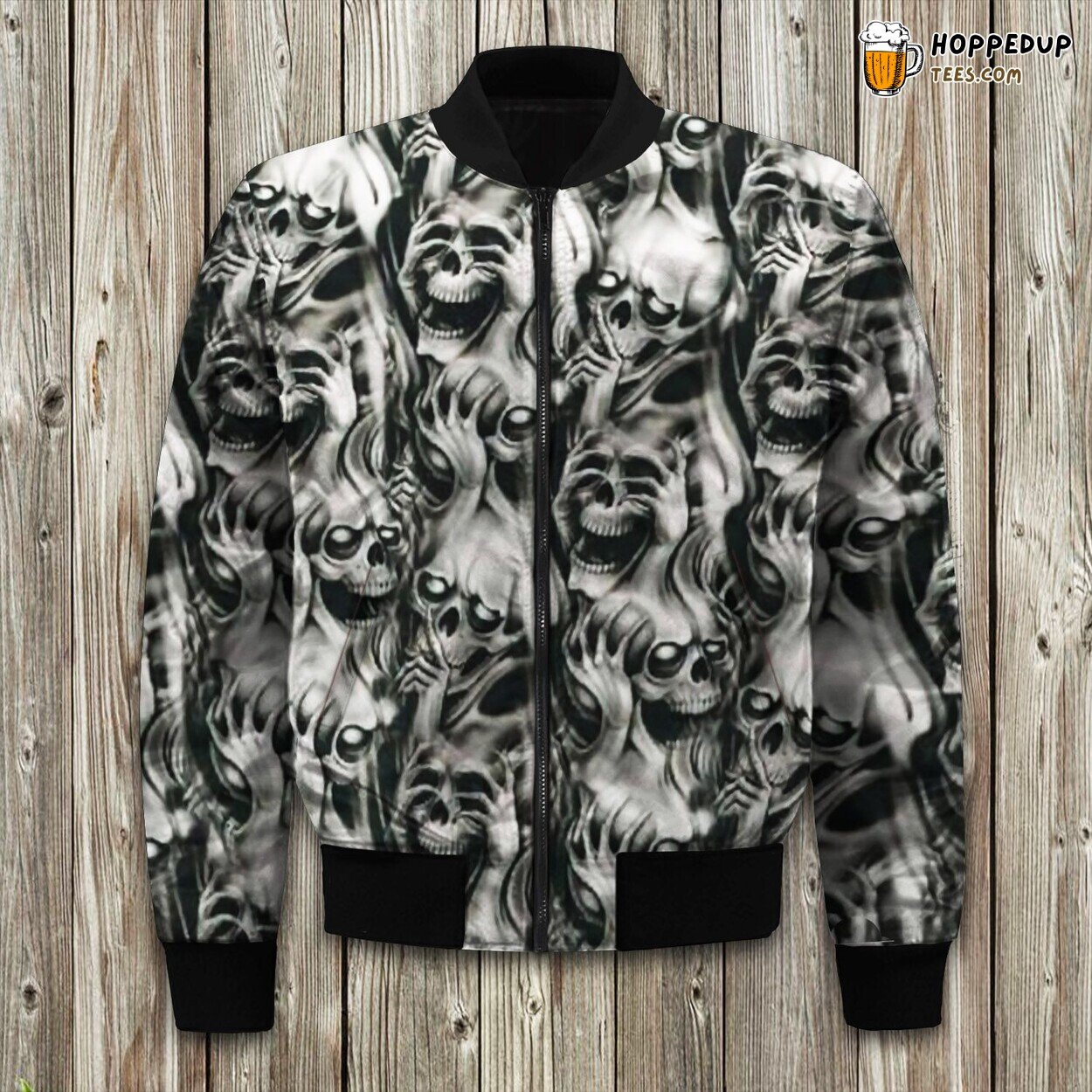 Skull Pattern Art Bomber Jacket Winter Wear for Bold Styles
