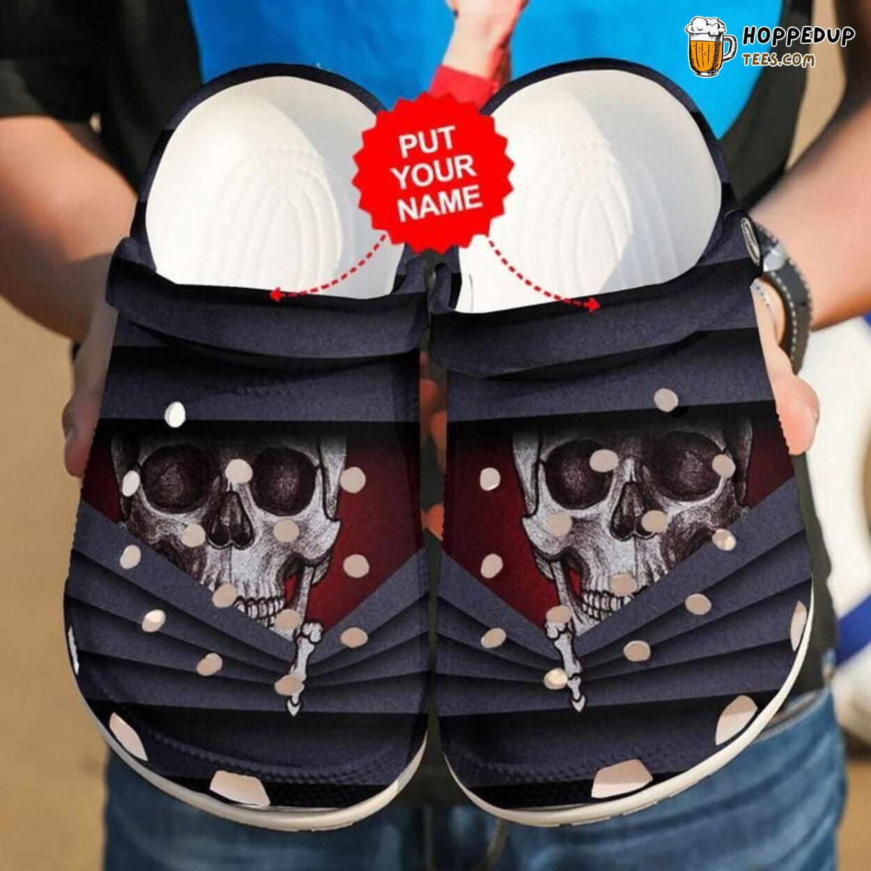 Skull Peeking Theme Comfortable Clogs Artistic Inspired Footwear Design
