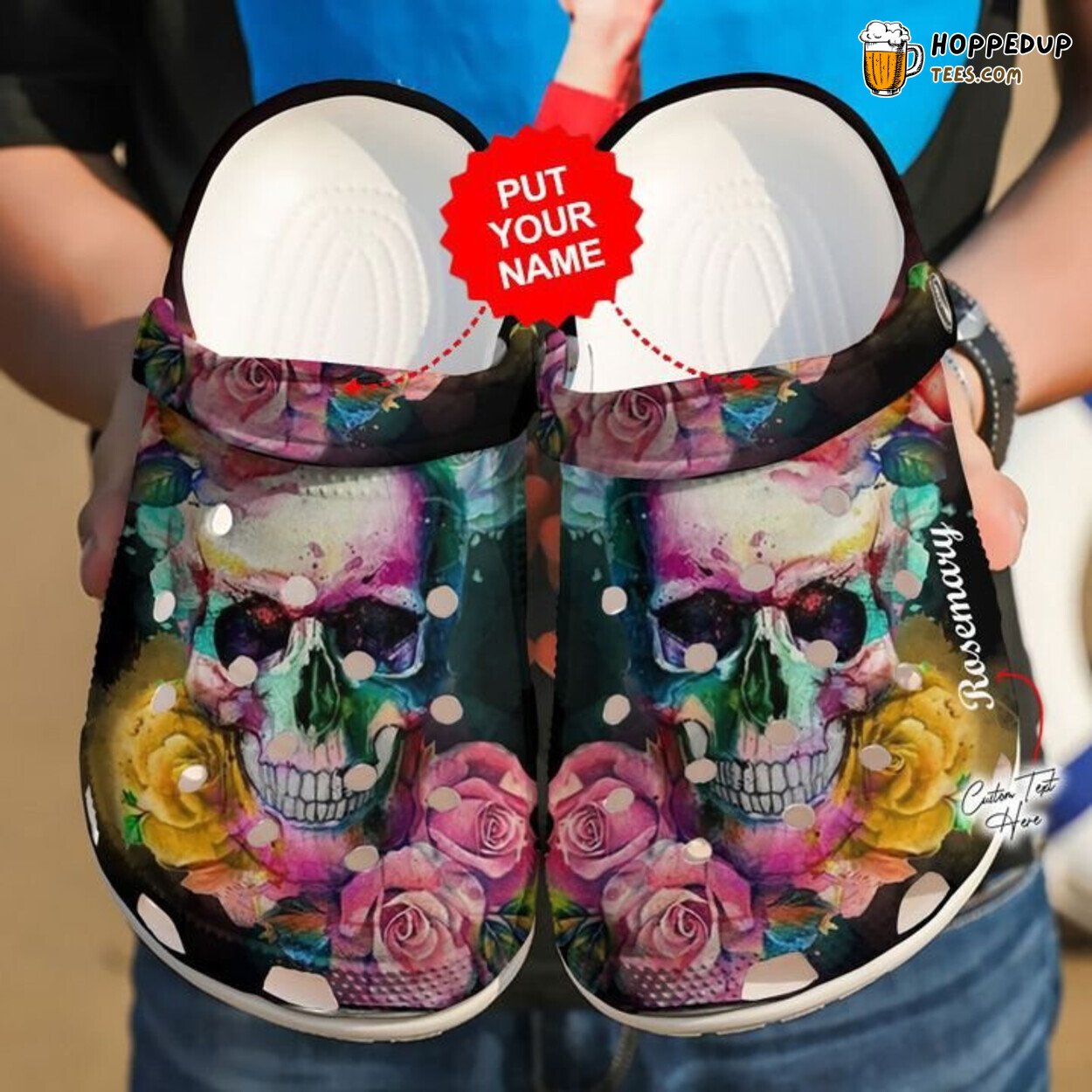 Skull Personalized Floral Theme Comfortable Clogs Artistic Inspired Shoes