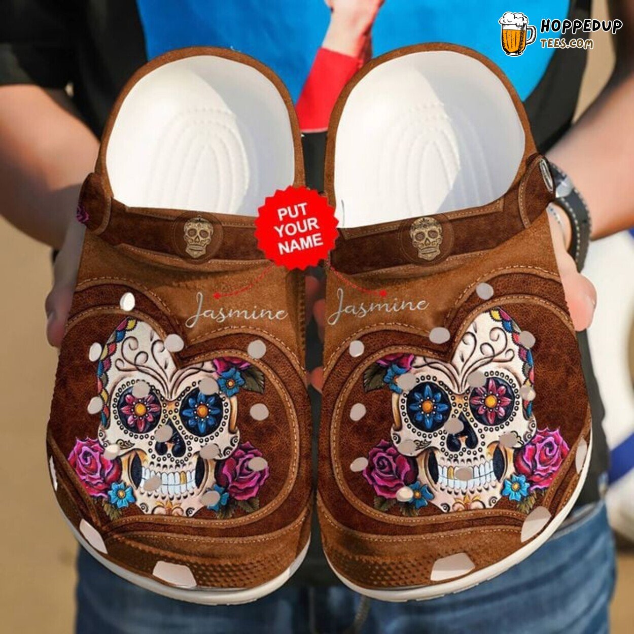 Skull Personalized Heart Themed Comfortable Unique Design Clog Shoes