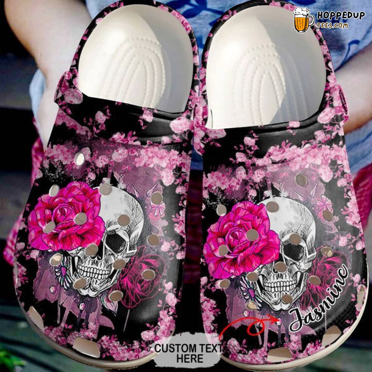 Skull Personalized Rose Theme Comfortable Clogs Artistic Inspired Shoes