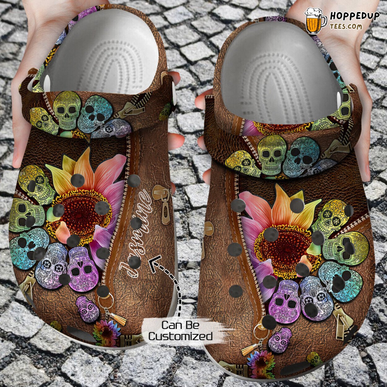 Skull Personalized Sunflower Themed Stylish Comfortable Clog Shoes