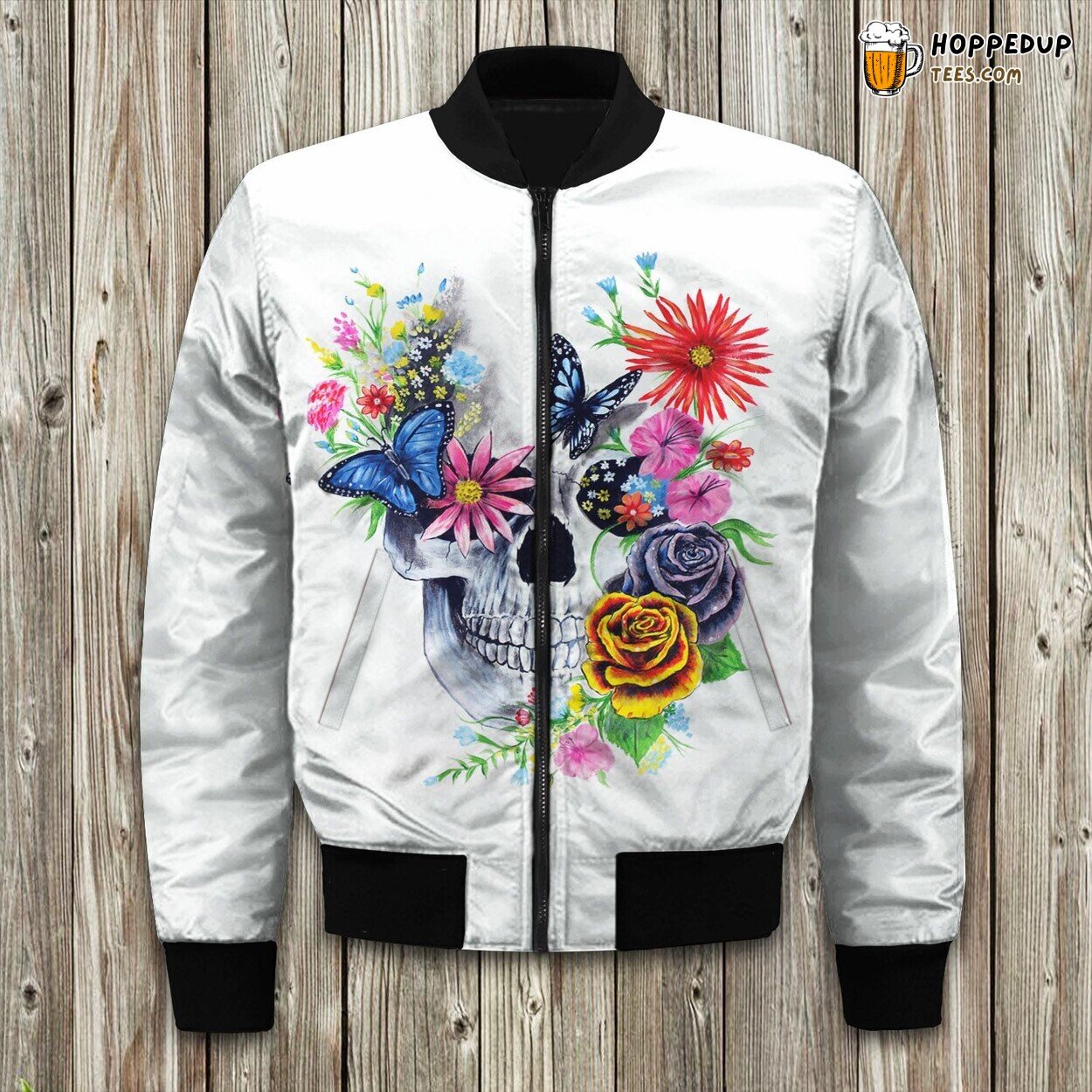 Skull Prime Design Bomber Jacket Winter Dominance in Bone Fashion