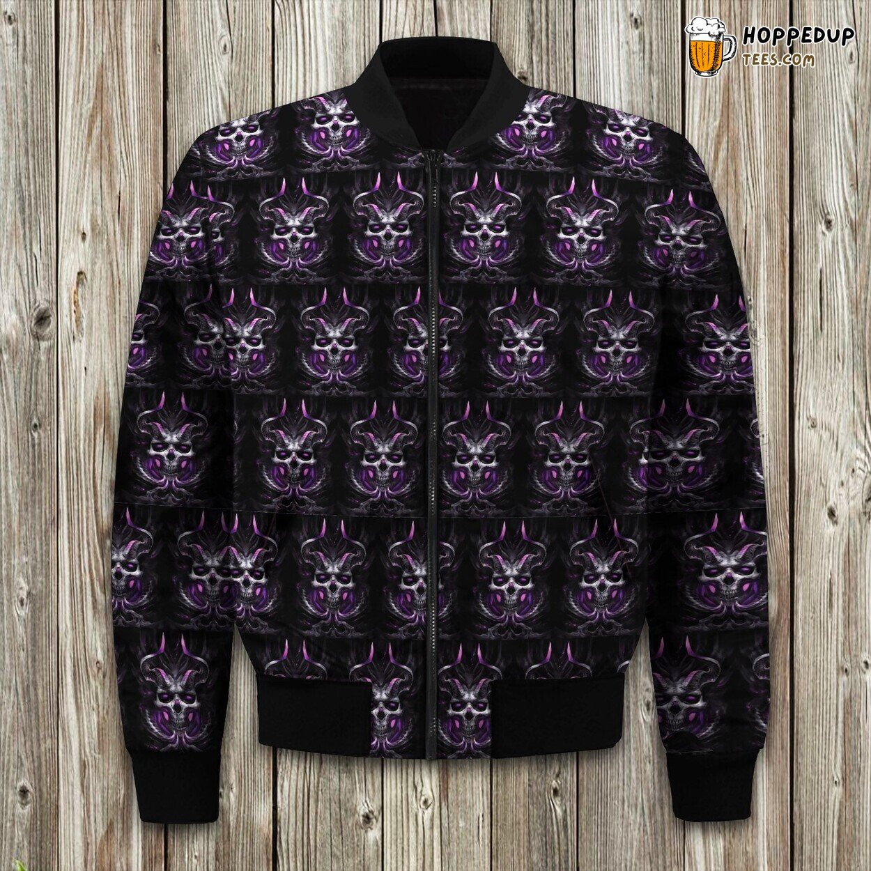 Skull Purple Art Bomber Jacket Winter Elegance Melds Morbid Aesthetics