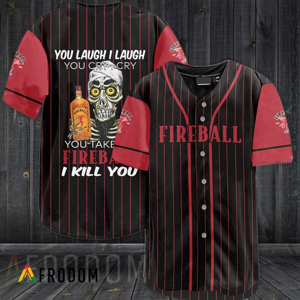 Skull Skeleton Fireball Whiskey Baseball Jersey HU