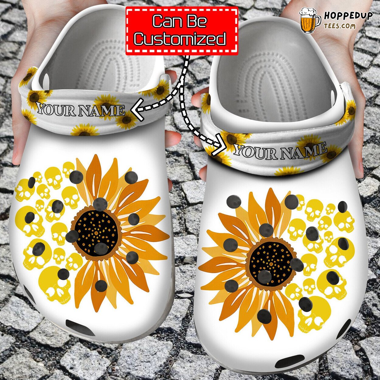Skull Sunflower Theme Comfortable Clogs Artistic Inspired Footwear Shoes