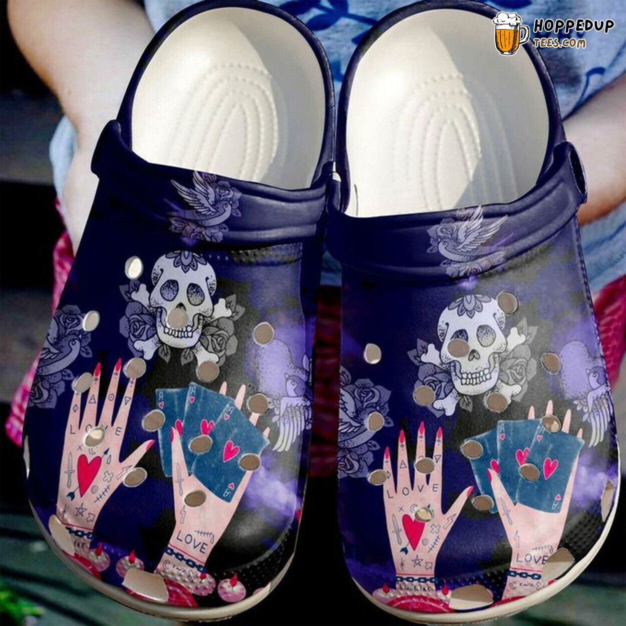 Skull Tattoo Themed Rubber Clog Shoes Comfy Footwear for Art Enthusiasts