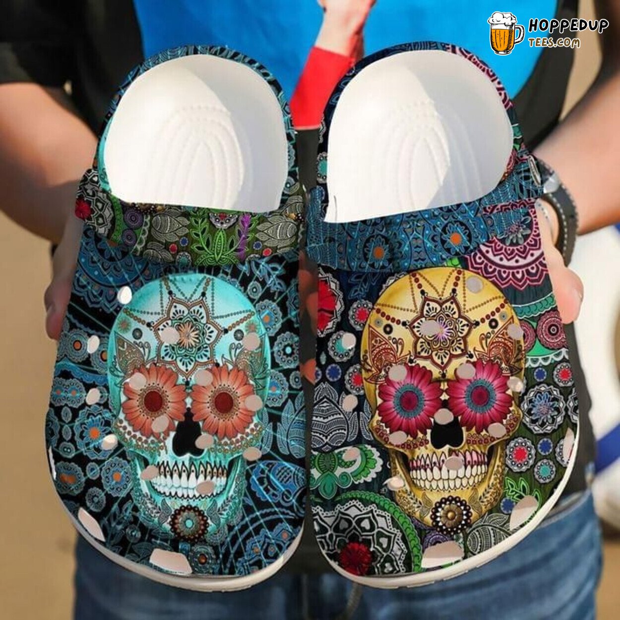 Skull Tattoos Inspired Rubber Clog Shoes Comfortable Footwear Artistic Gift
