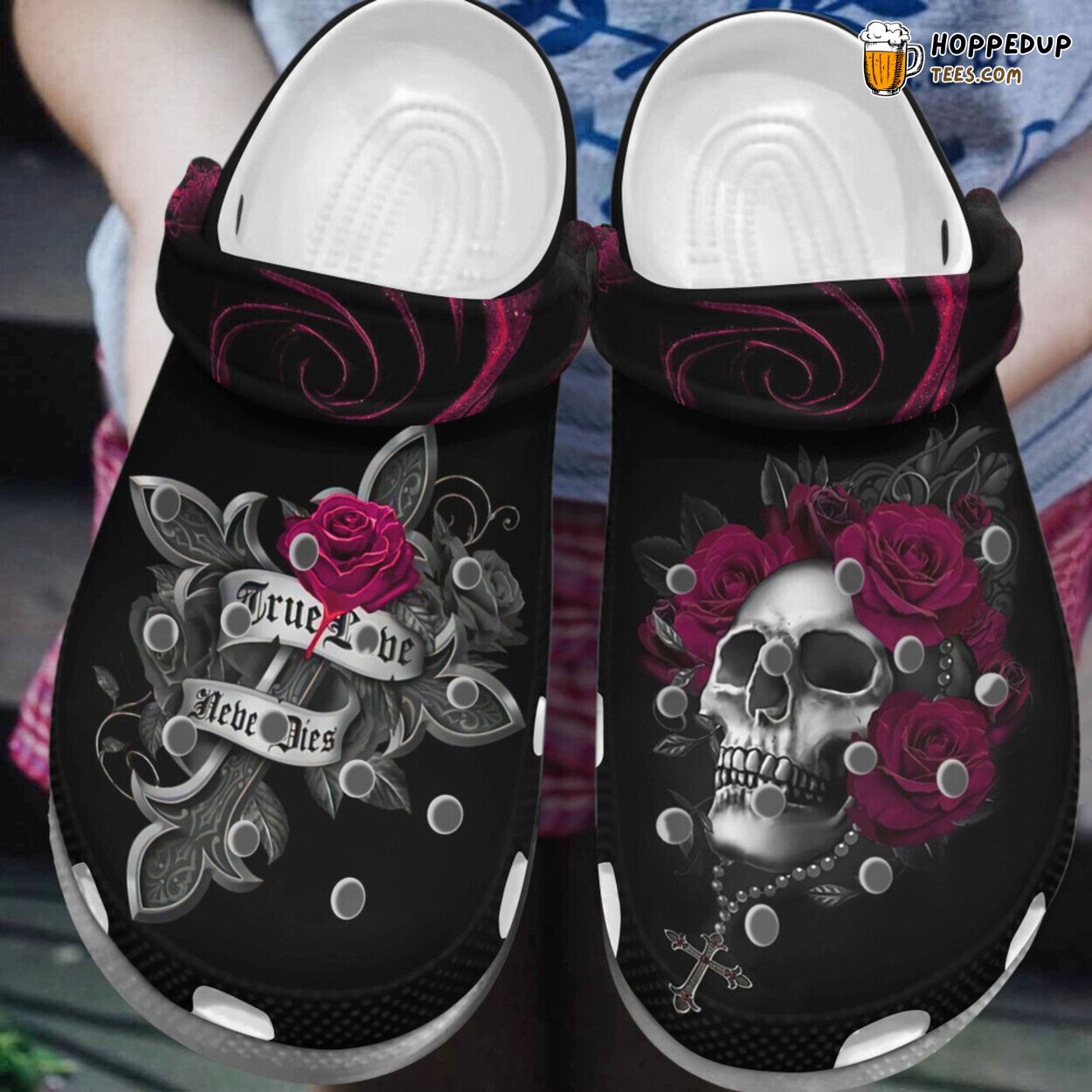 Skull True Lover Never Dies Theme Comfortable Rubber Clogs Shoes
