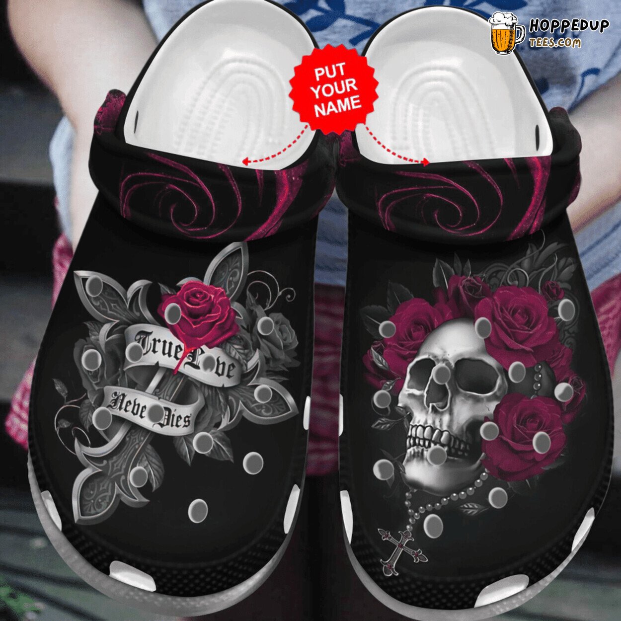 Skull True Lover Never Dies Theme Comfortable Unique Clog Shoes