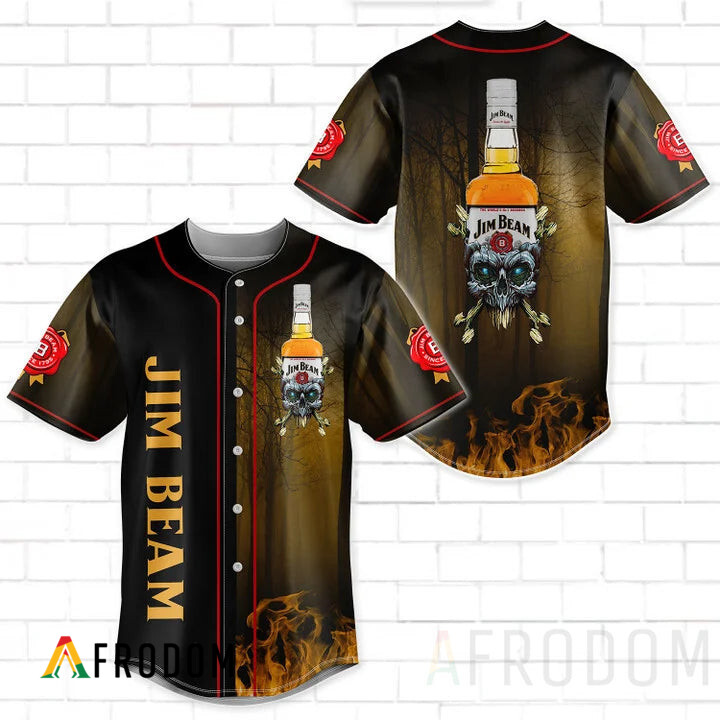 Skull With Jim Beam Baseball Jersey HU