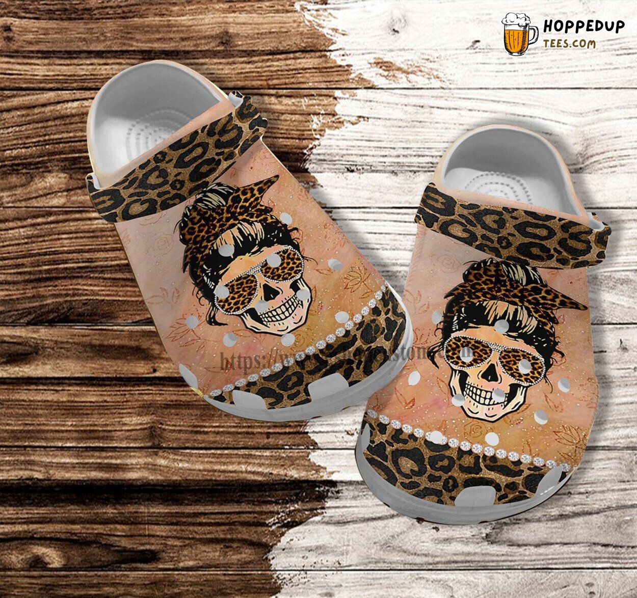 Skull Women Leopard Skin Old Lady Gift Classic Clogs Shoes