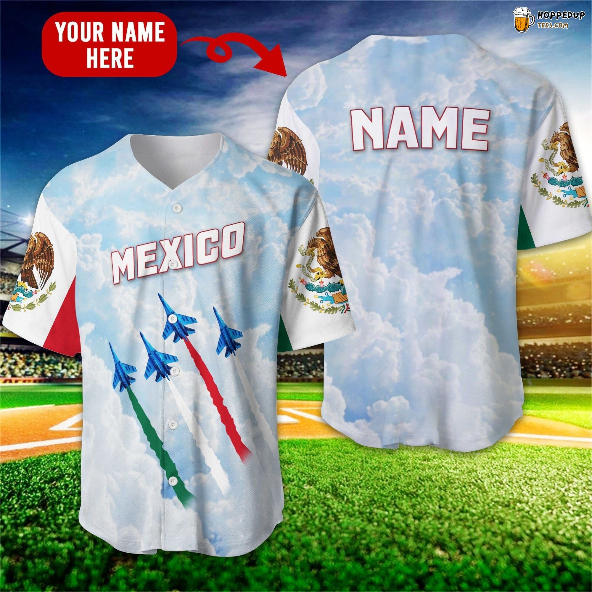 Sky Theme Mexico Baseball Jersey Personalized Distinctive Unique Design
